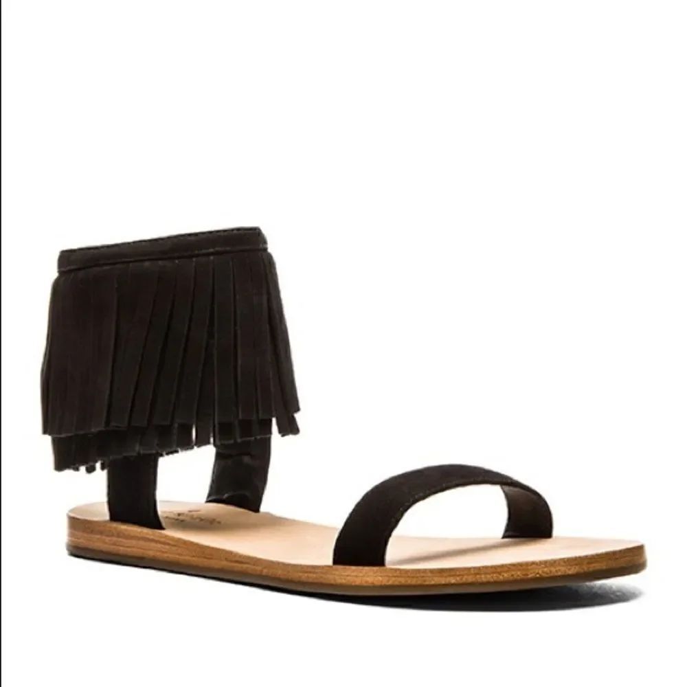 KATE SPADE ALEX SANDALS BLACK FRINGE - Picture 10 of 10